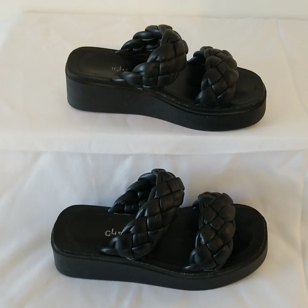 black braided platform sandals - Picture 5 of 7